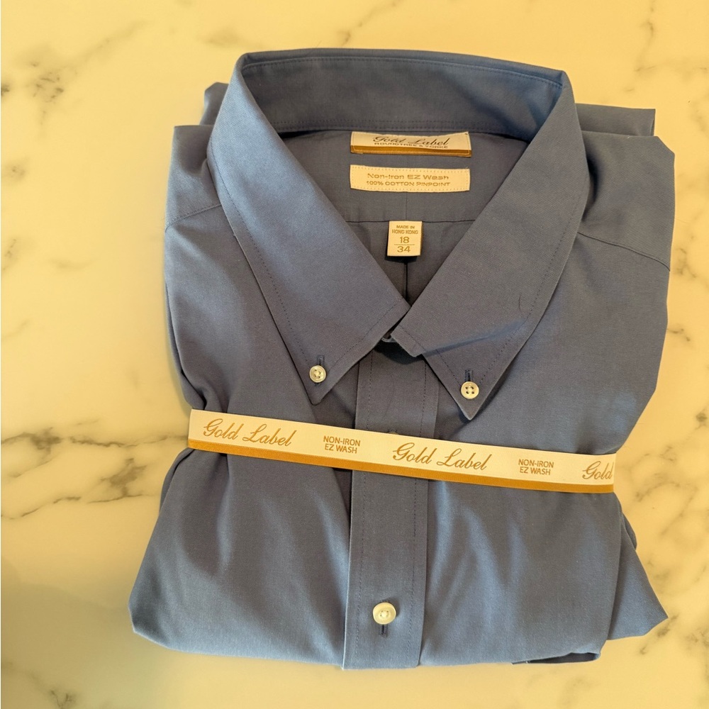 Roundtree and Yorke Gold Label No-Iron Men's Blue Shirt